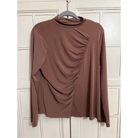 NWT Adrianna Papell size XL mock neck brown top - Picture 1 of 4